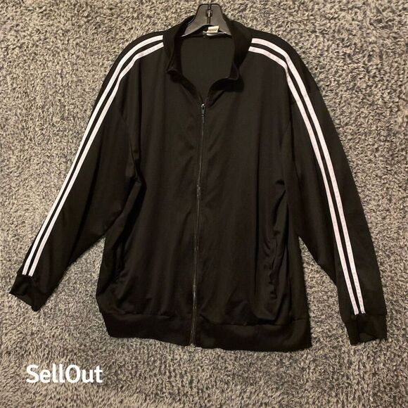 CW Classics Women's Black Striped Track Jacket Size 1X Full-Zip - Picture 3 of 4